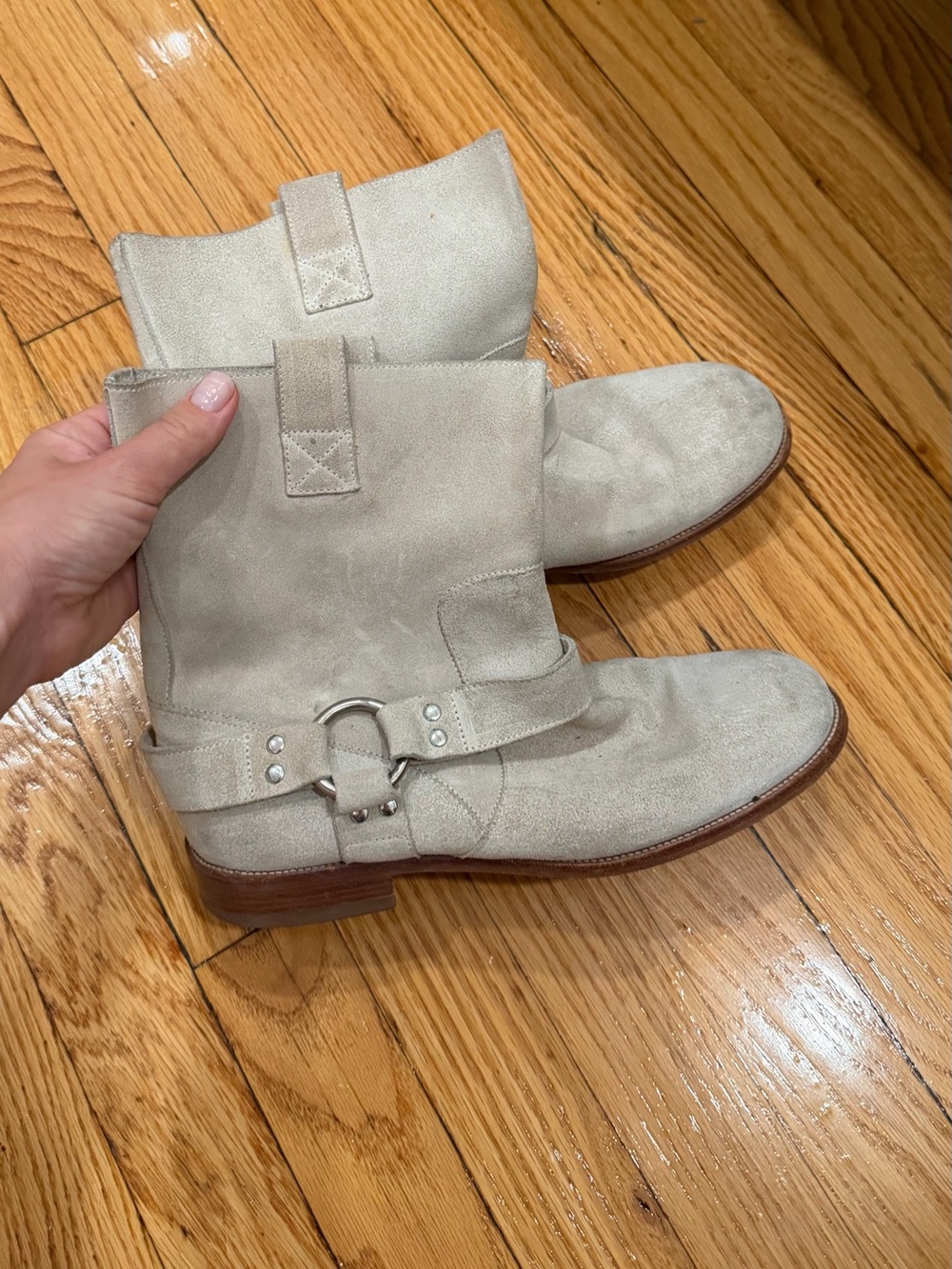 MM6 Maison Martin Margiela Women’s Suede Mid-Calf Harness Boots